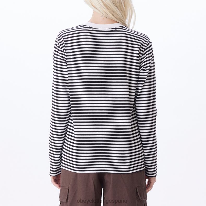 ropa OBEY camiseta romelia ls negro múltiple mujer 0RV2P720