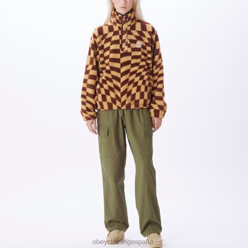 ropa OBEY chaqueta ondulada pop-over sepia múltiple mujer 0RV2P673