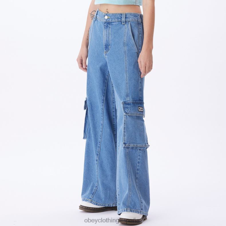 ropa OBEY buscar carga denim índigo claro mujer 0RV2P678
