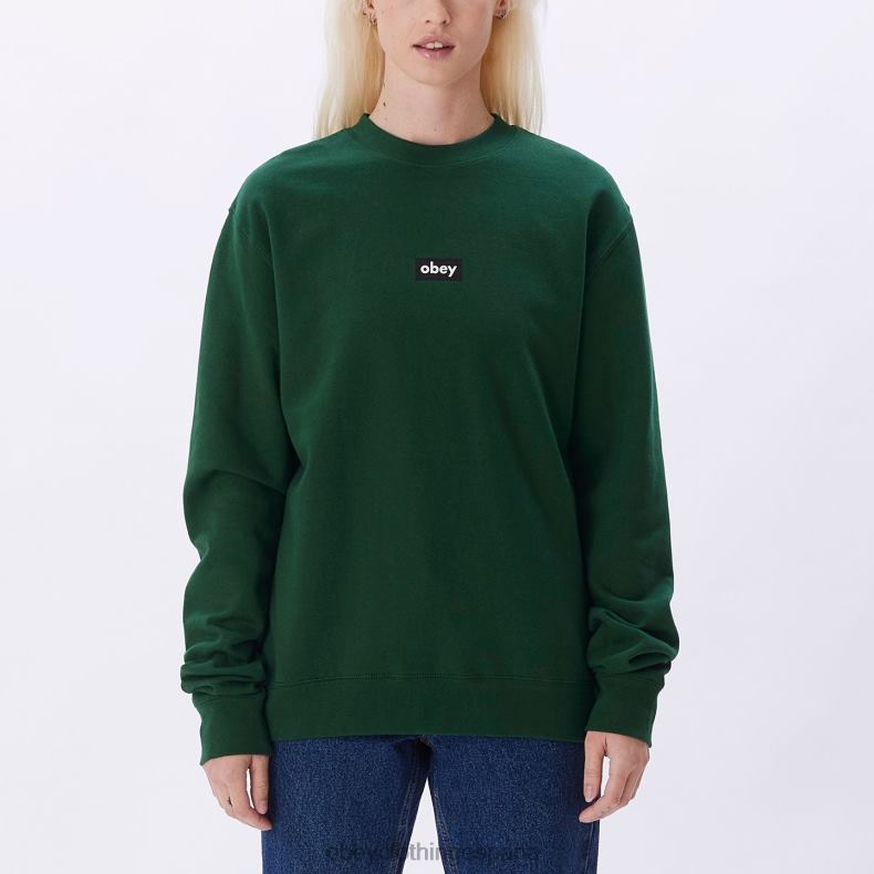 ropa OBEY etiqueta básica cuello redondo verde oscuro mujer 0RV2P719